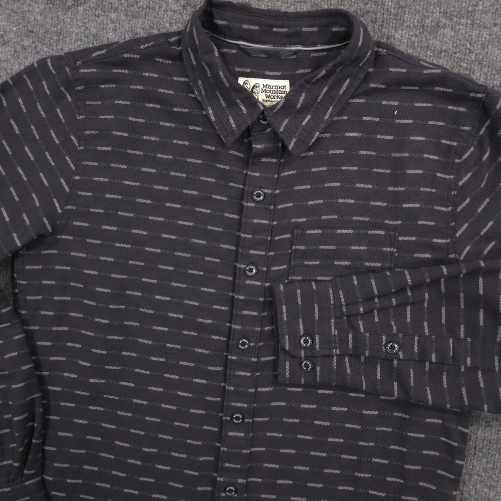 Marmot Fairfax Midweight Flannel Shirt Mens S Dark Steel Double Brushed Cotton